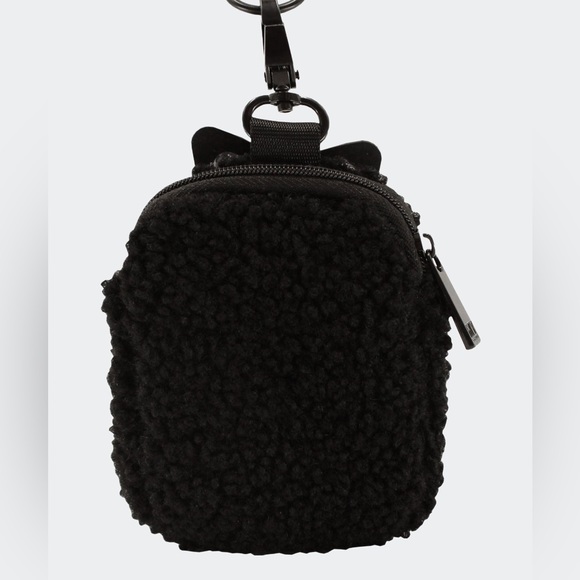 Black Smartphone Holder Faux Fur Teddy Zipper Pouch - Picture 4 of 6